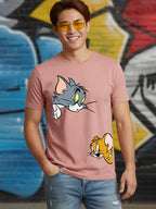 Greylongg Round Neck Cartoon Tom & Jerry Design Printed T-Shirt.