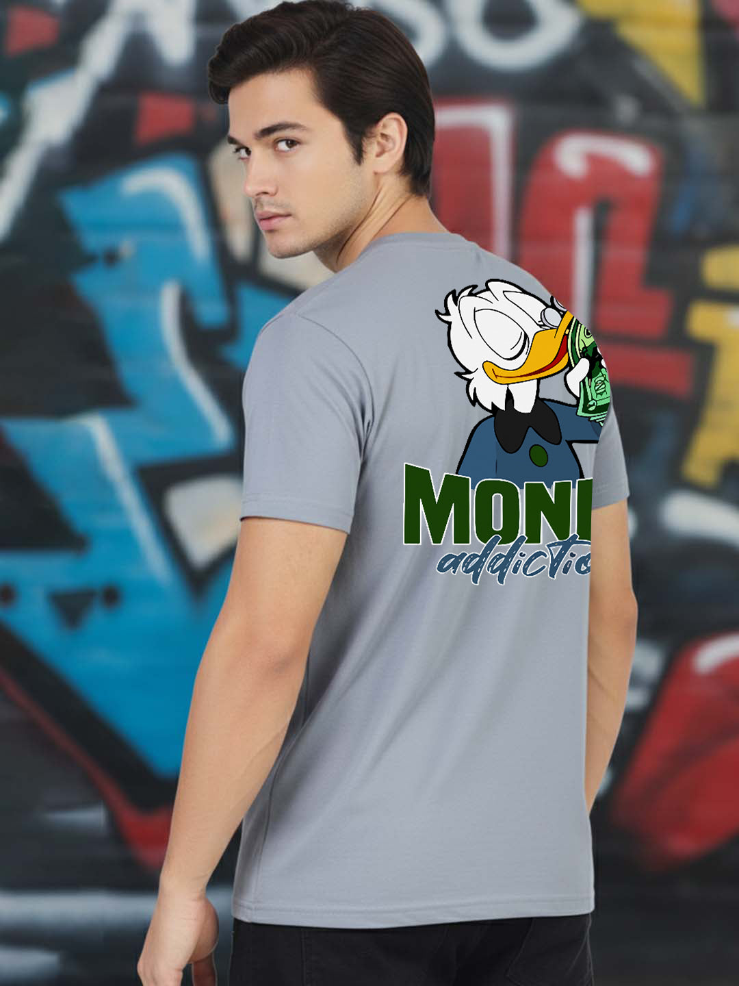 Greylongg Round Neck Disney Design Printed T-Shirt.