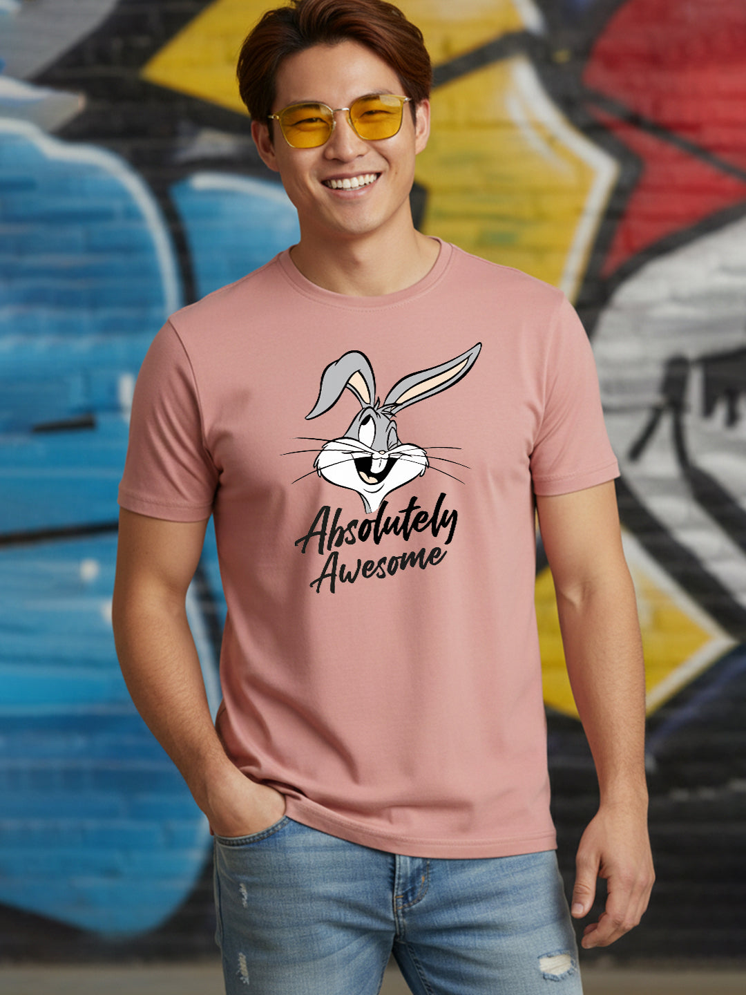 Greylongg Round Neck Disney Design Printed T-Shirt.