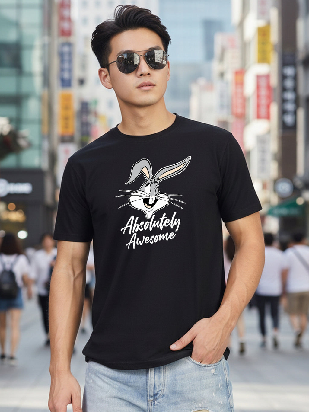 Greylongg Round Neck Disney Design Printed T-Shirt.