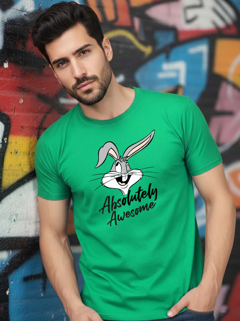 Greylongg Round Neck Disney Design Printed T-Shirt.