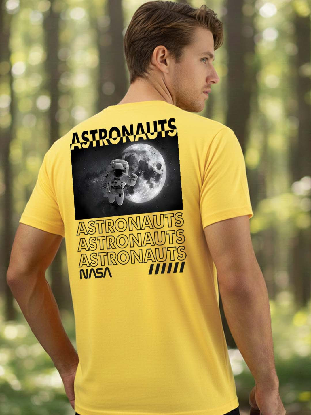 Greylongg Round Neck Astronauts Design Printed T-Shirt.