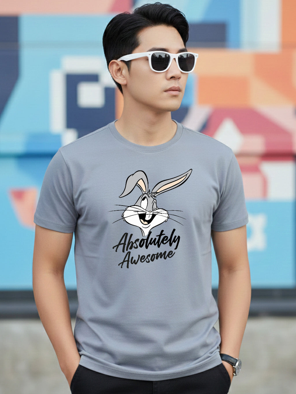 Greylongg Round Neck Disney Design Printed T-Shirt.