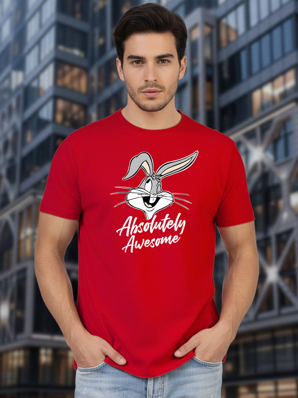 Greylongg Round Neck Disney Design Printed T-Shirt.
