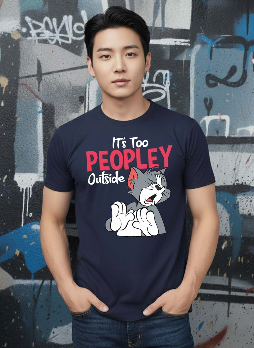 Greylongg Round Neck Cartoon Tom Design Printed T-Shirt.