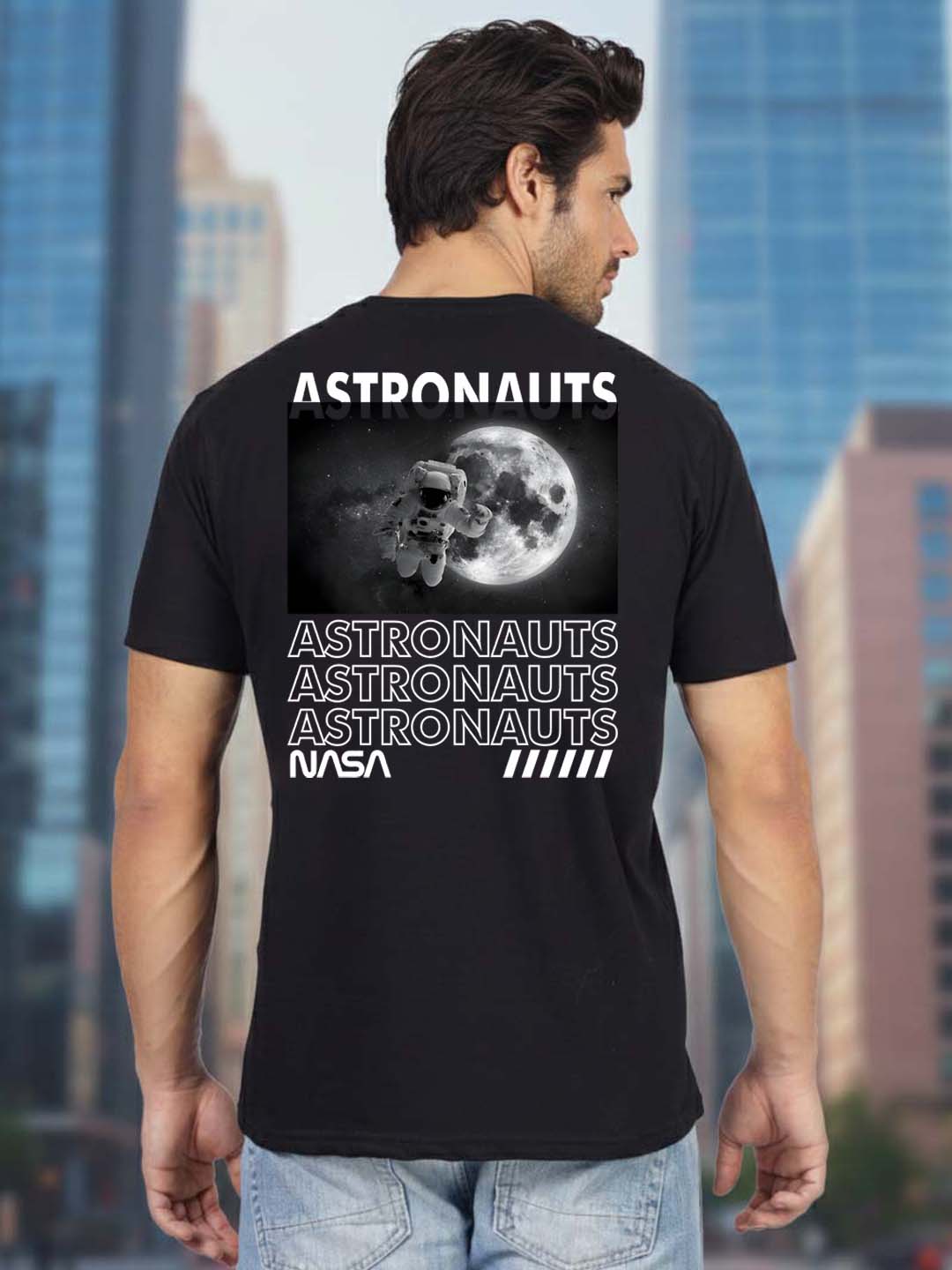 Greylongg Round Neck Astronauts Design Printed T-Shirt.