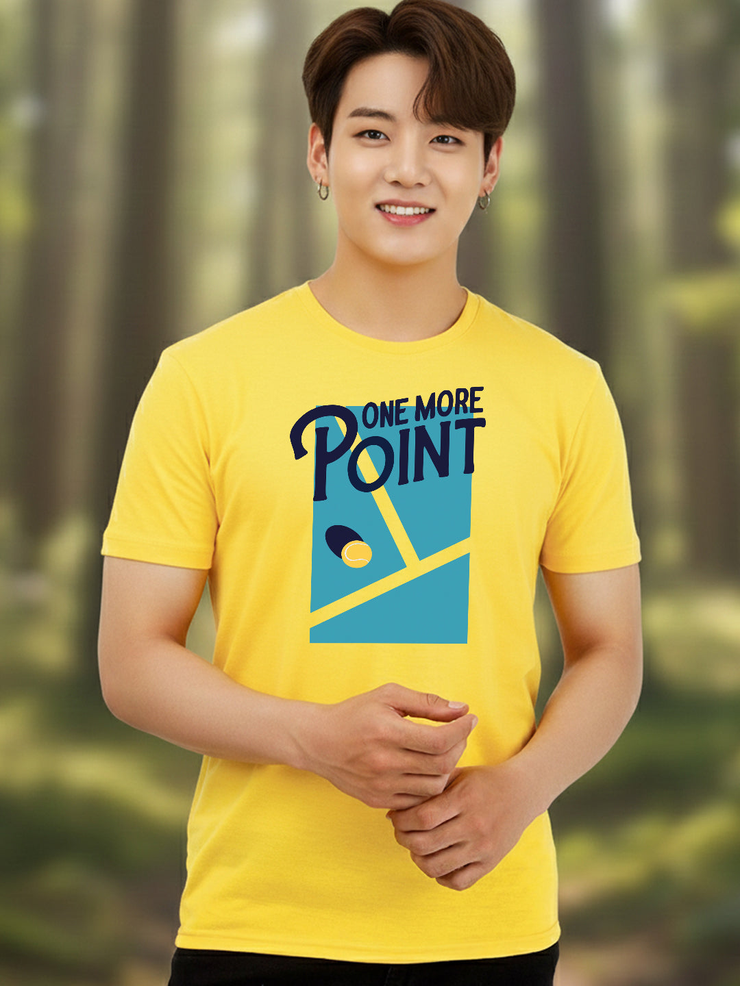 Greylongg Round Neck One More Point Design Printed T-Shirt.