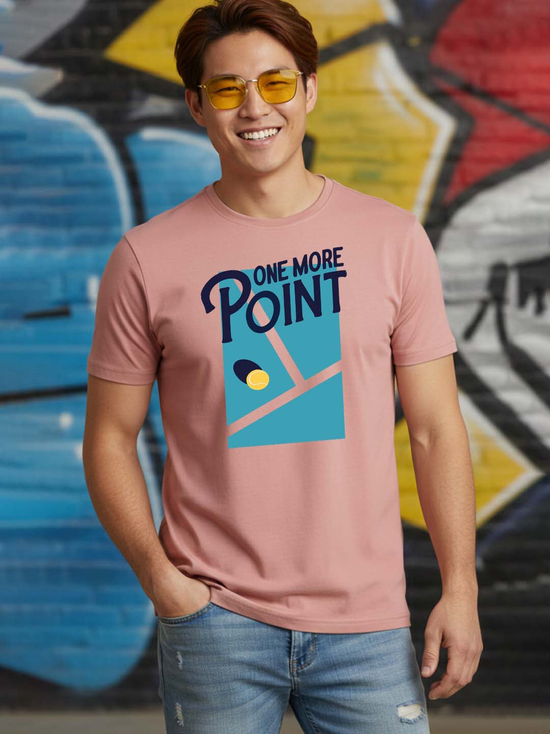 Greylongg Round Neck One More Point Design Printed T-Shirt.