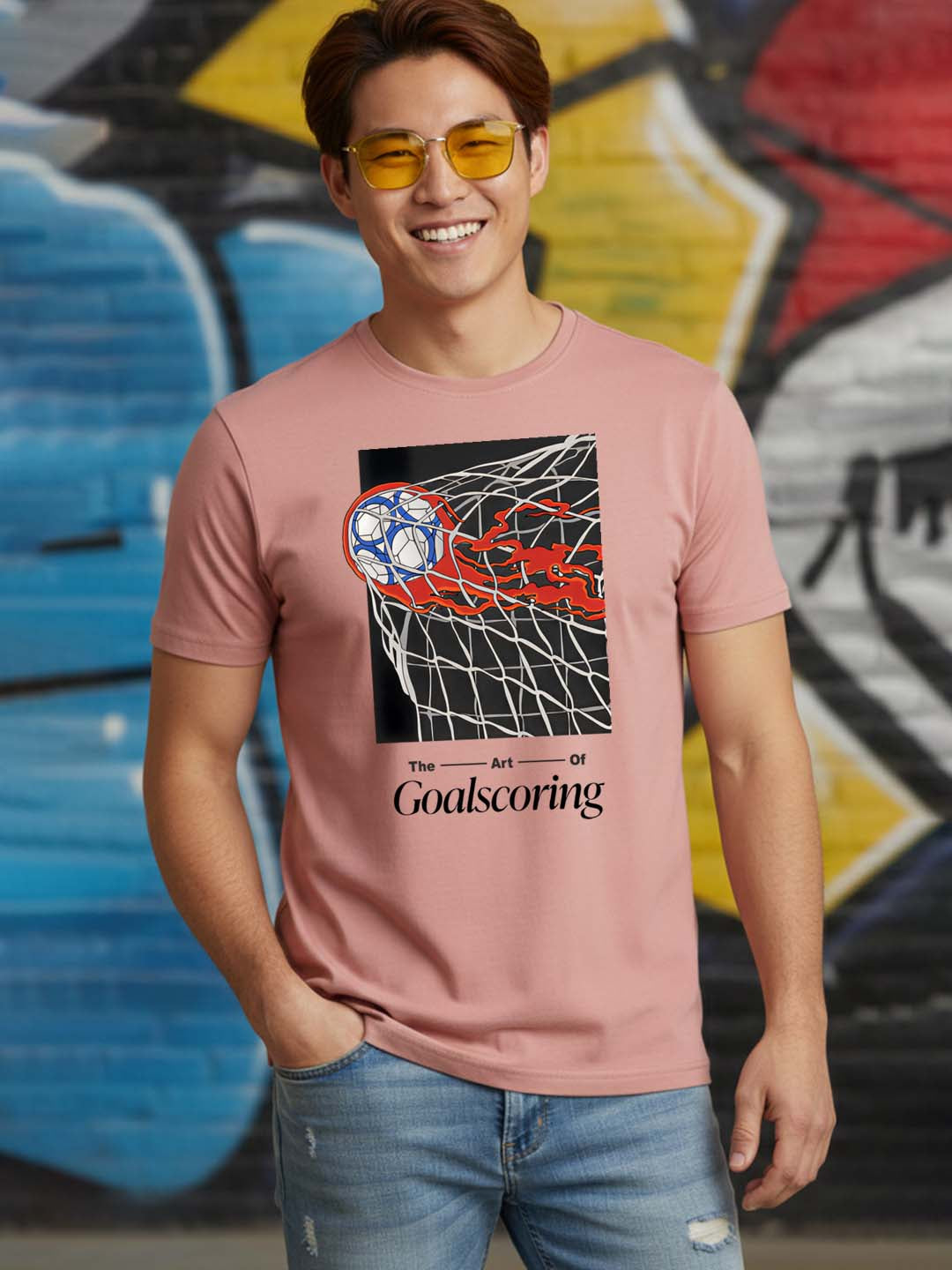 Greylongg Round Neck Goalscoring Design Printed T-Shirt.