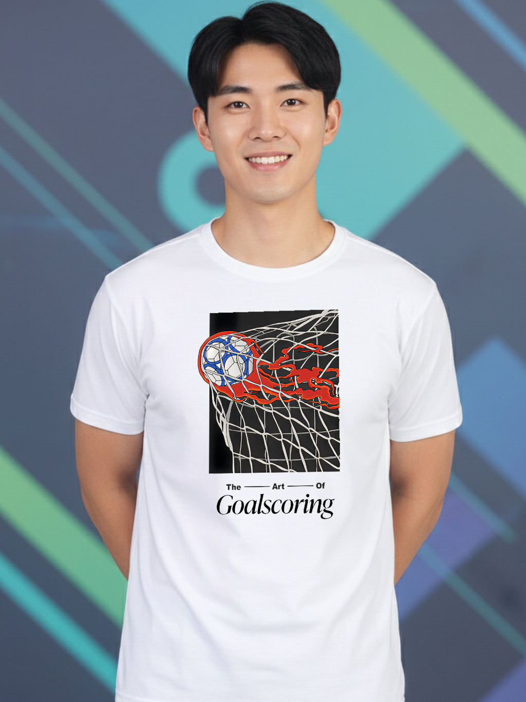 Greylongg Round Neck Goalscoring Design Printed T-Shirt.
