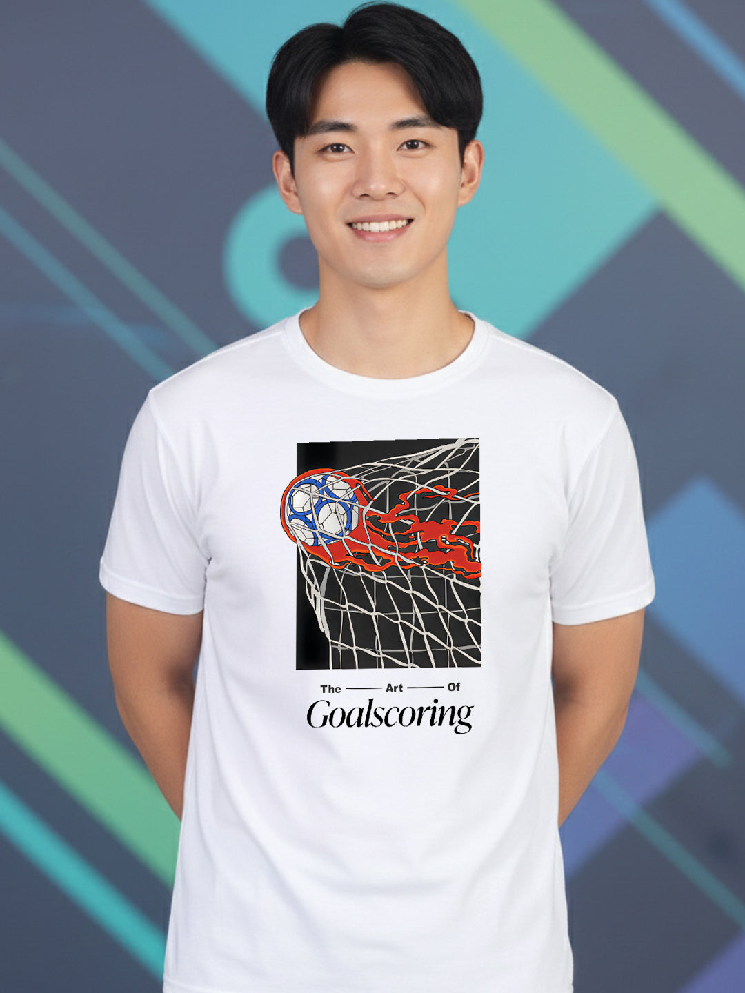 Greylongg Round Neck Goalscoring Design Printed T-Shirt.