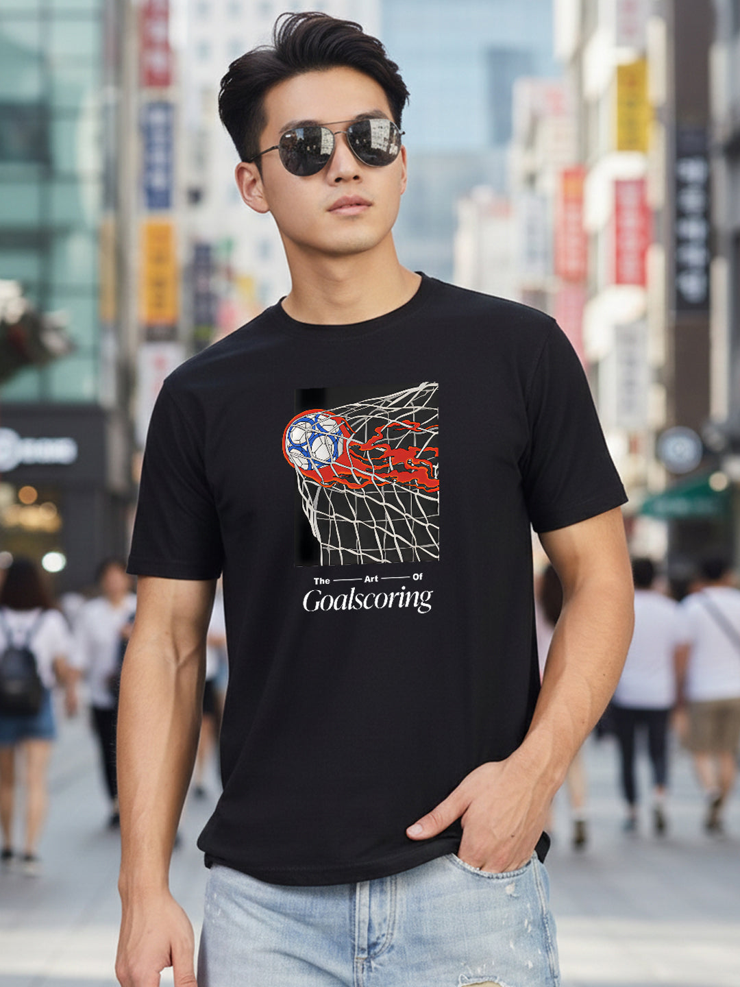 Greylongg Round Neck Goalscoring Design Printed T-Shirt.