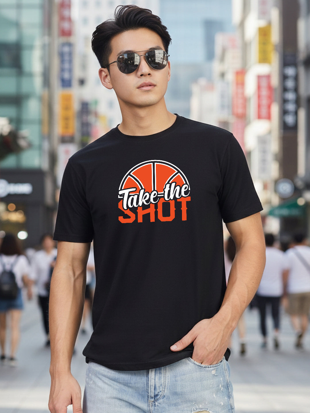 Greylongg Round Neck Sport Design Printed T-Shirt.