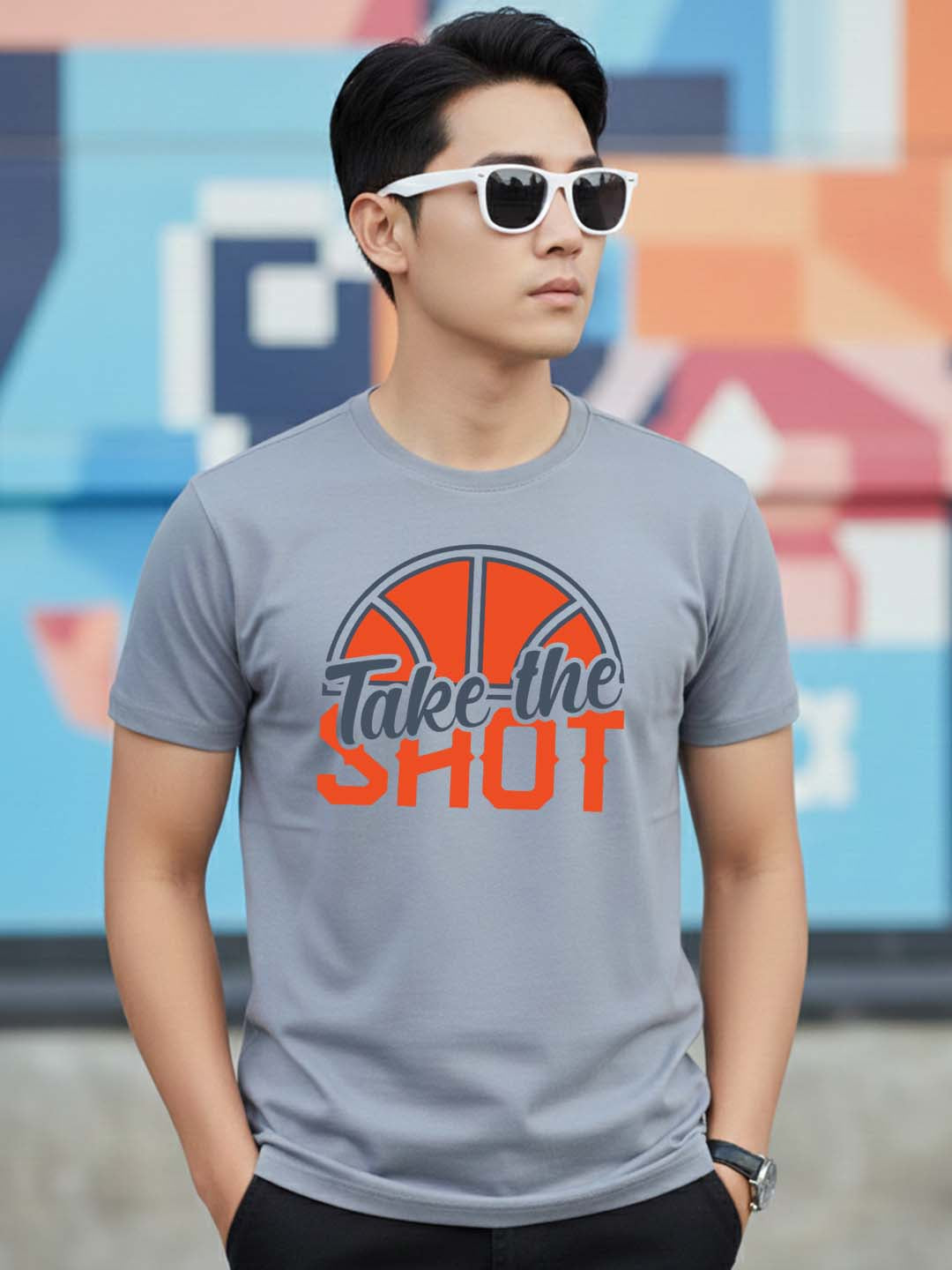 Greylongg Round Neck Sport Design Printed T-Shirt.