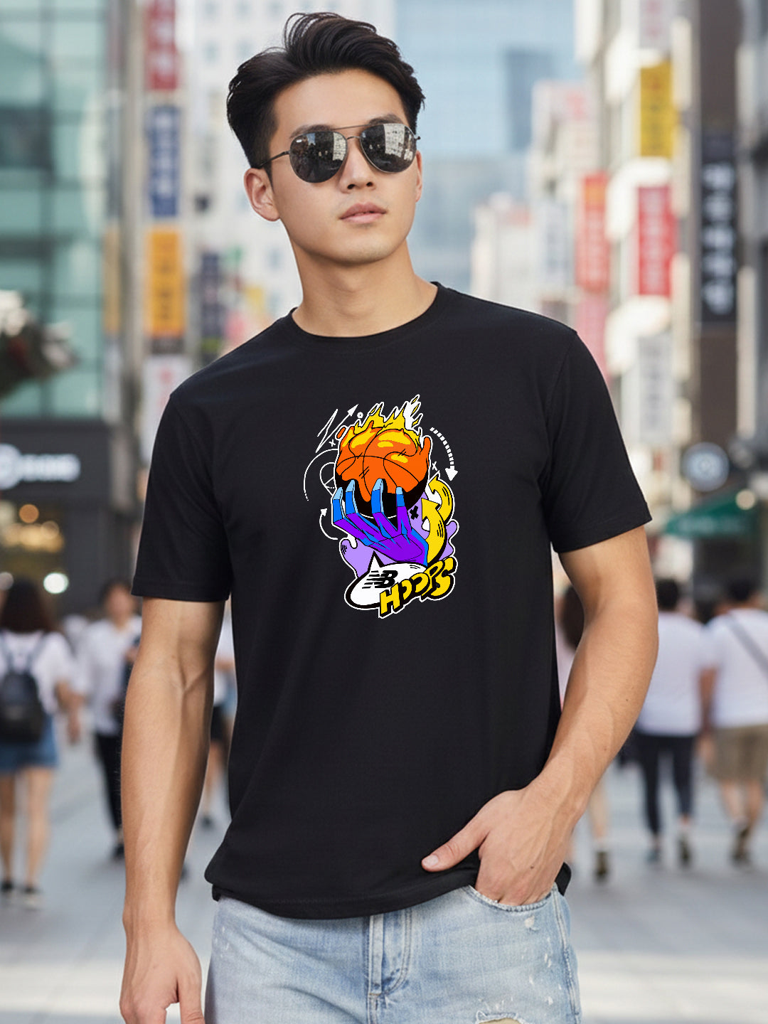 Greylongg Round Neck Sport Design Printed T-Shirt.