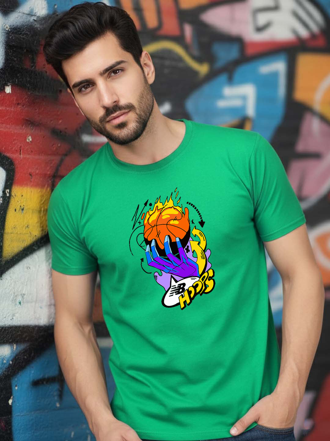 Greylongg Round Neck Sport Design Printed T-Shirt.