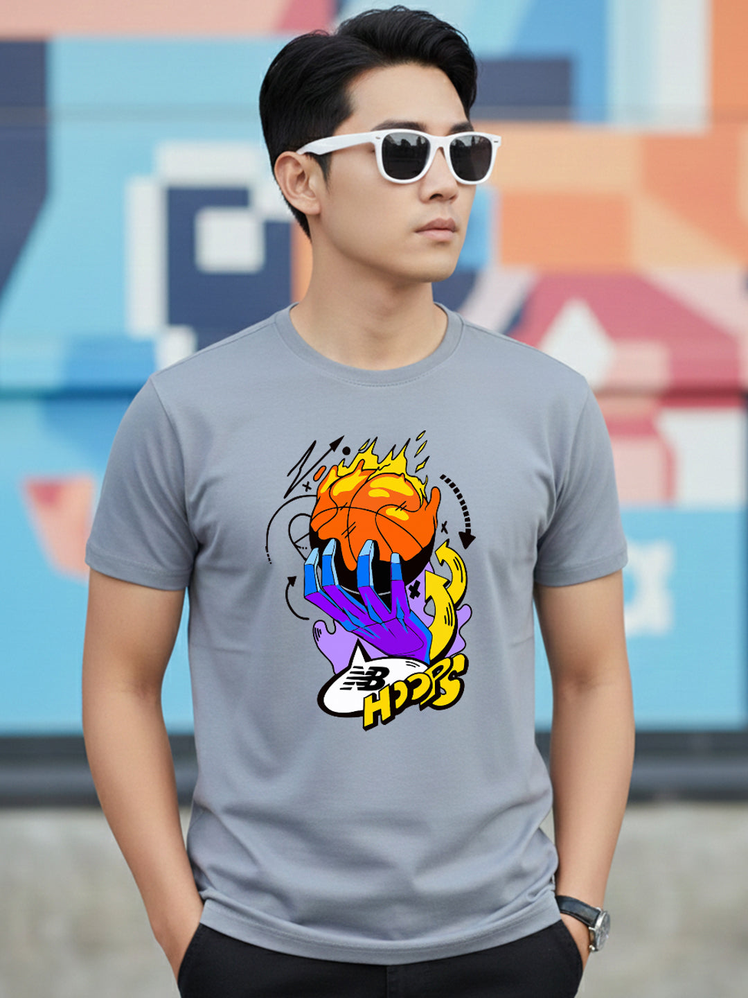 Greylongg Round Neck Sport Design Printed T-Shirt.