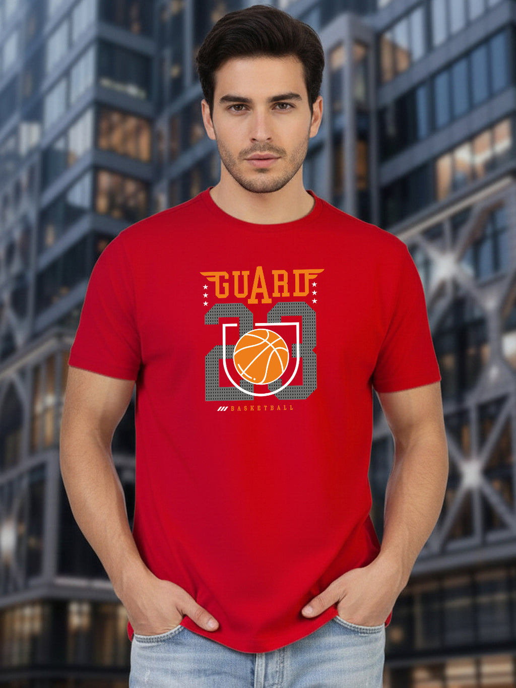 Greylongg Round Neck Sport Design Printed T-Shirt.