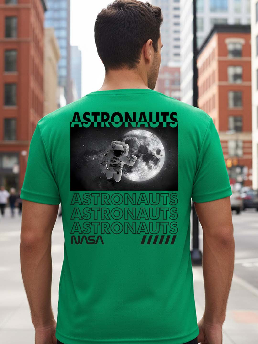 Greylongg Round Neck Astronauts Design Printed T-Shirt.