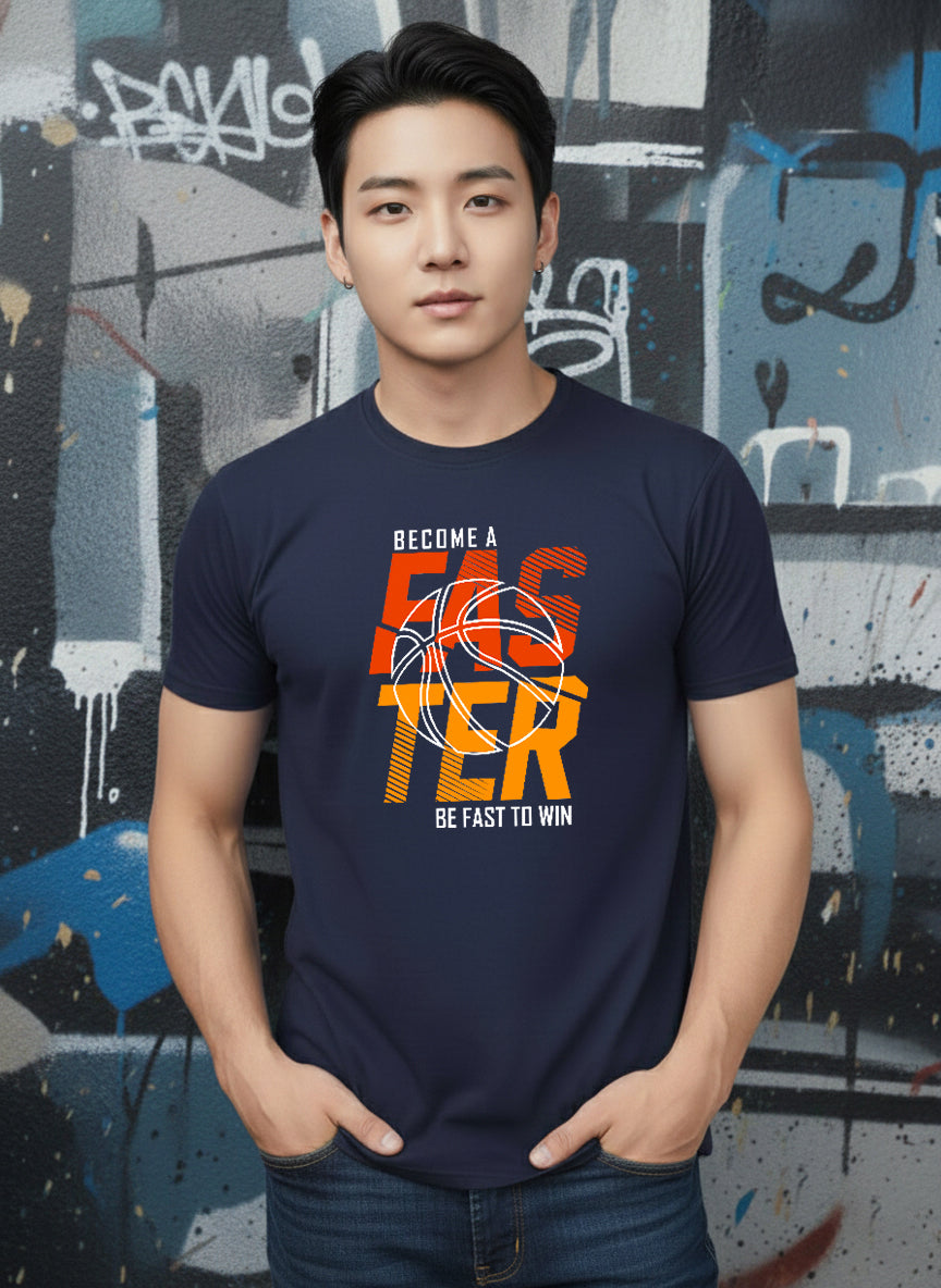 Greylongg Round Neck Sport Design Printed T-Shirt.