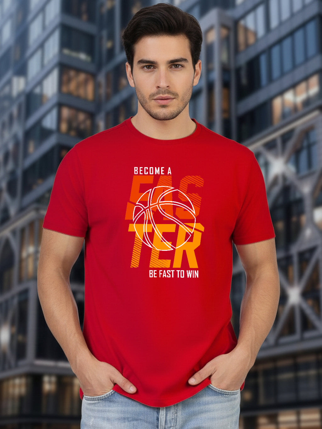 Greylongg Round Neck Sport Design Printed T-Shirt.