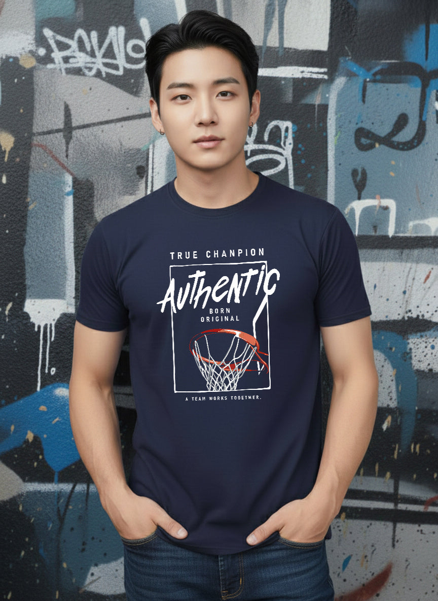 Greylongg Round Neck Sport Design Printed T-Shirt.