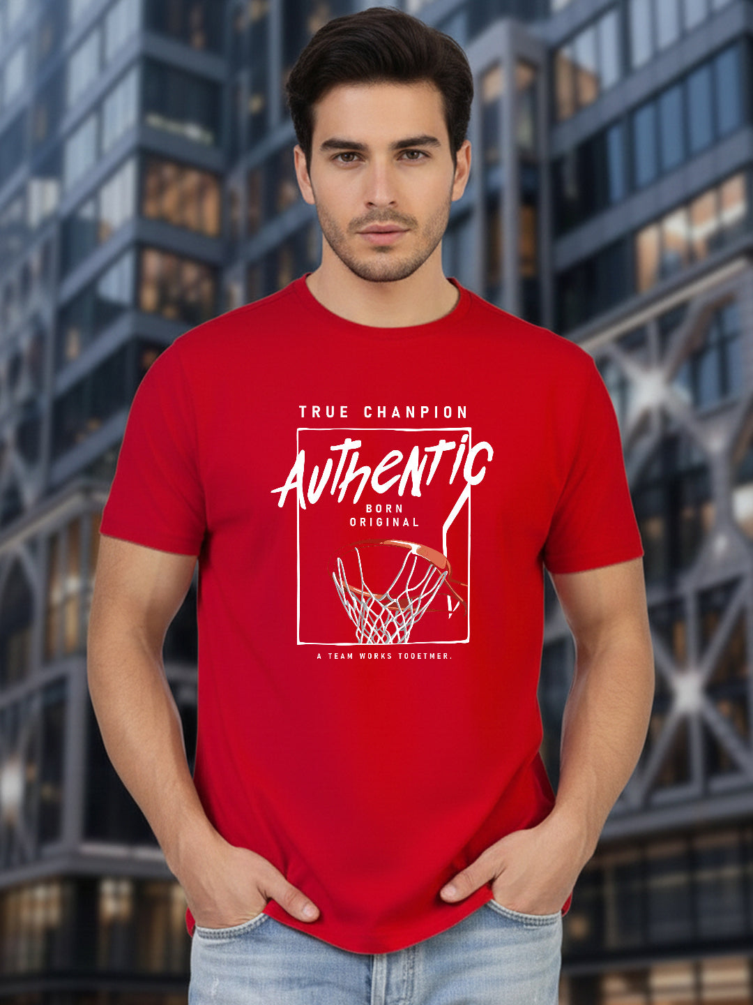 Greylongg Round Neck Sport Design Printed T-Shirt.