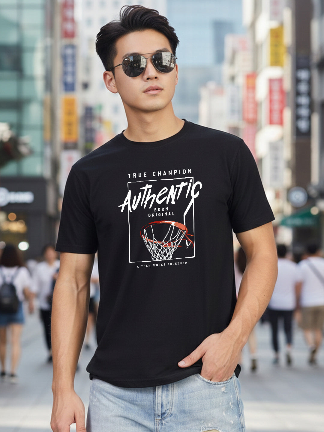 Greylongg Round Neck Sport Design Printed T-Shirt.