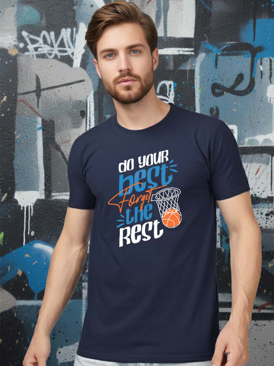 Greylongg Round Neck Sport Design Printed T-Shirt.