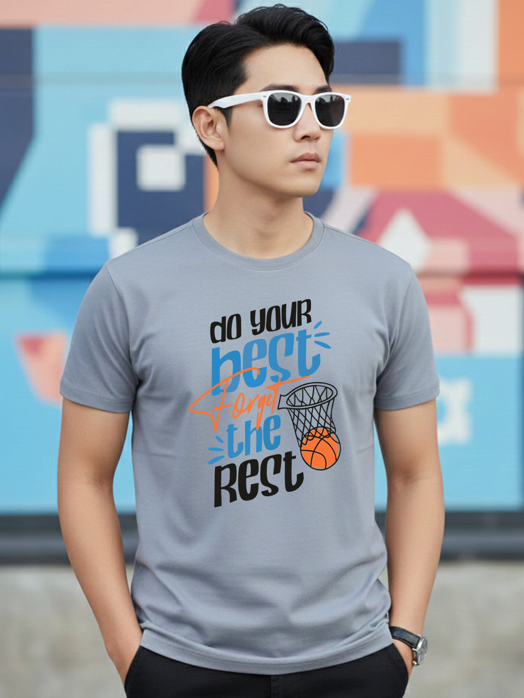Greylongg Round Neck Sport Design Printed T-Shirt.