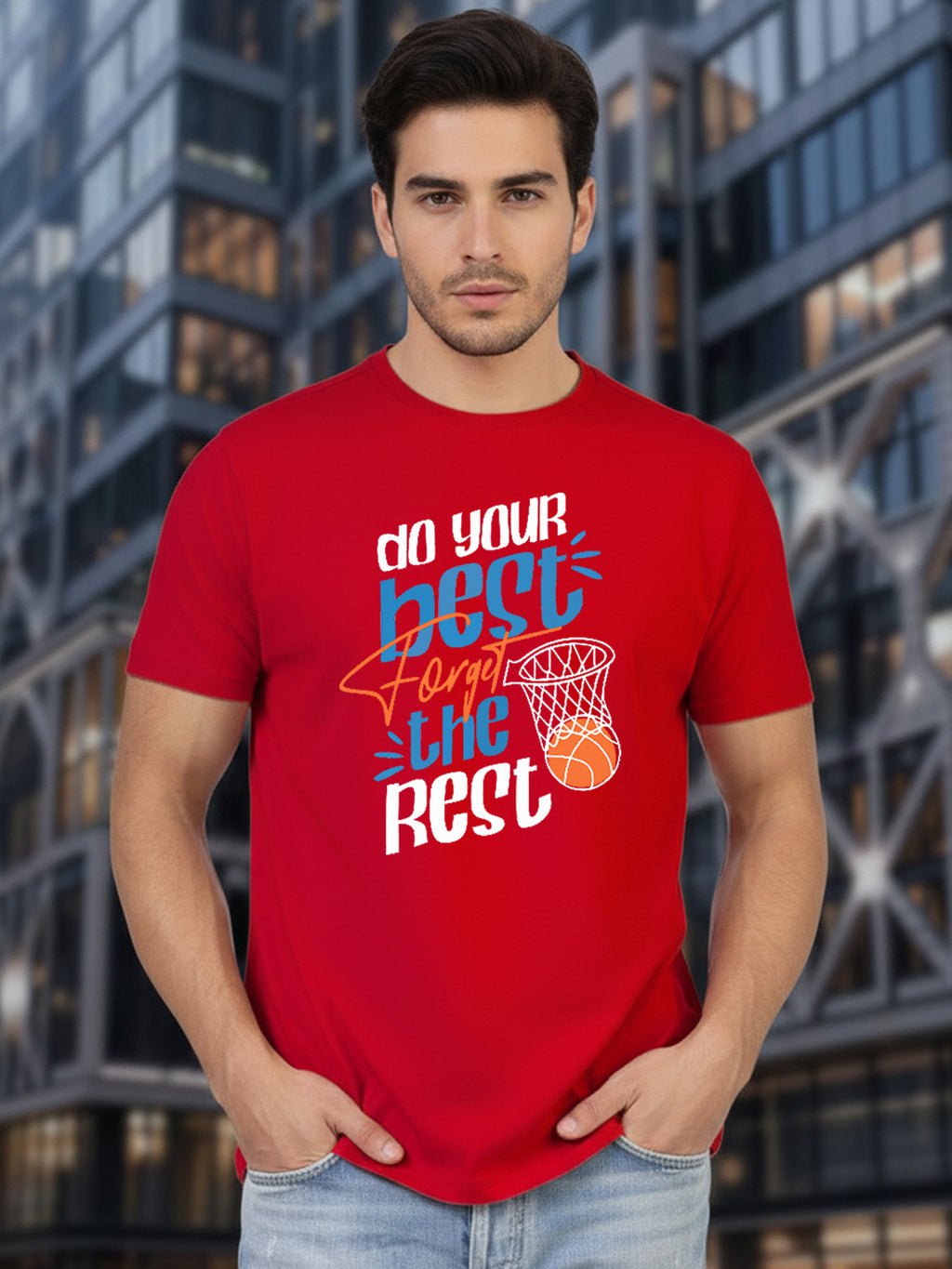Greylongg Round Neck Sport Design Printed T-Shirt.