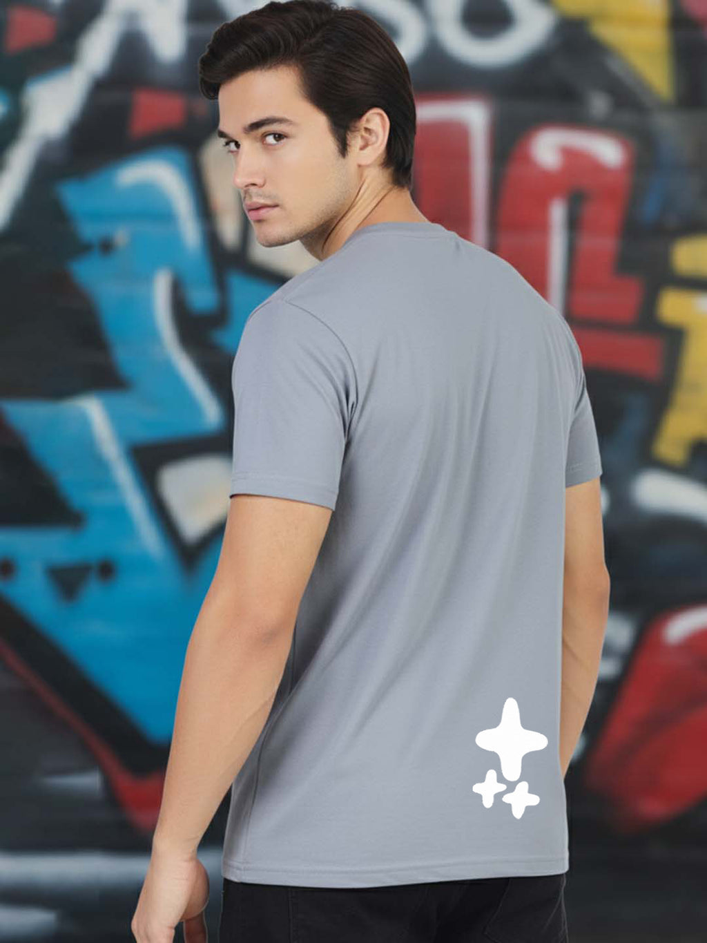 Greylongg Round Neck Nasa Design Printed T-Shirt.