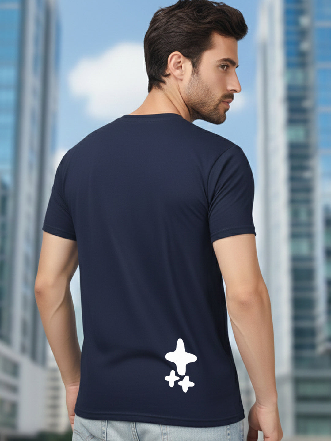 Greylongg Round Neck Nasa Design Printed T-Shirt.