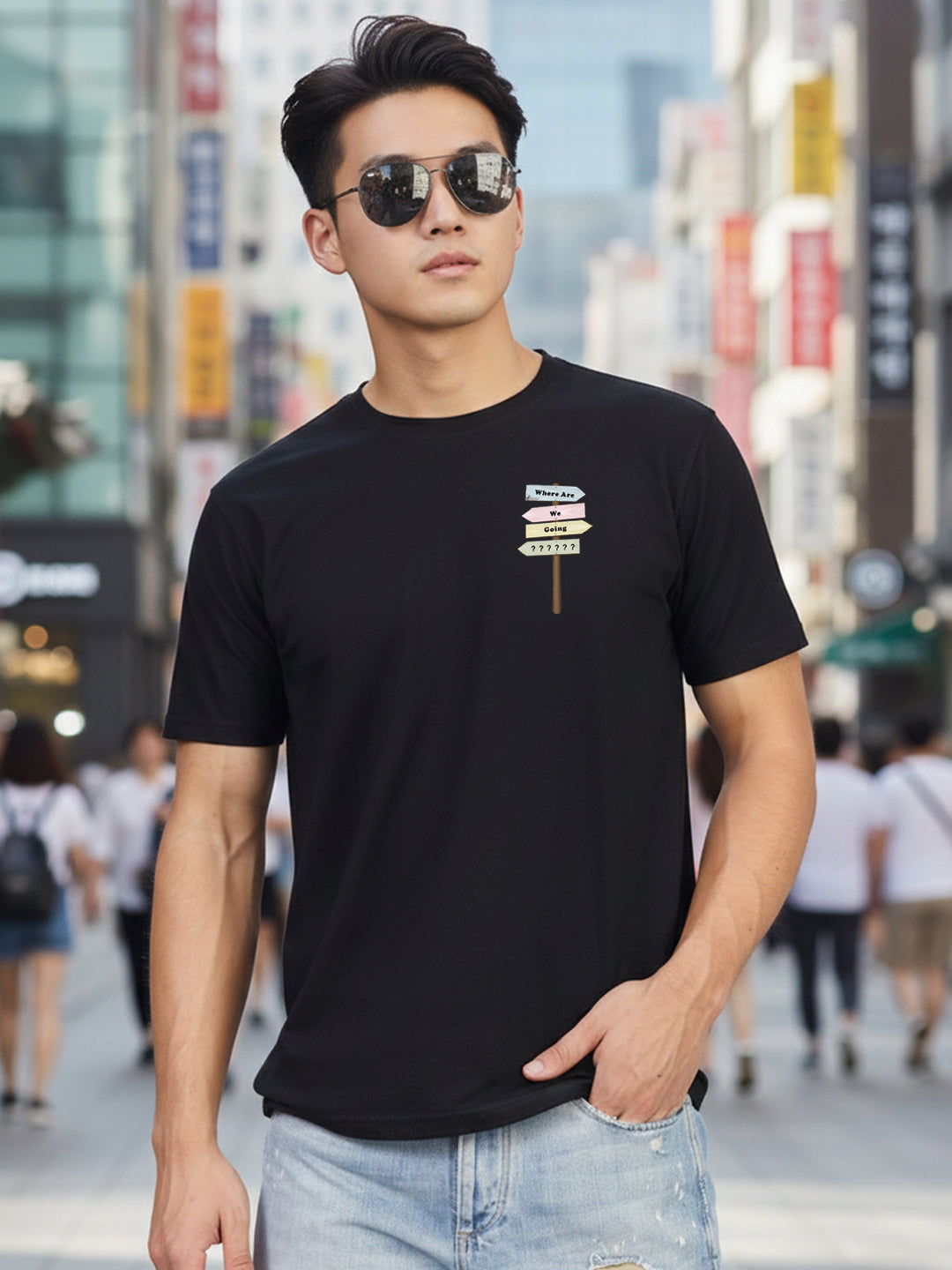 Greylongg Round Neck Love Hurt  Design Printed T-Shirt.