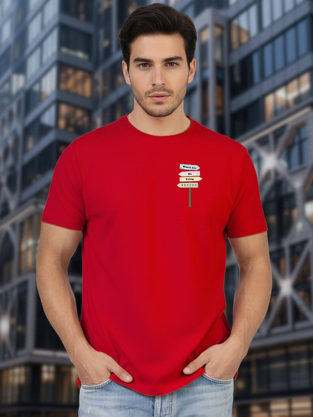 Greylongg Round Neck Love Hurt  Design Printed T-Shirt.