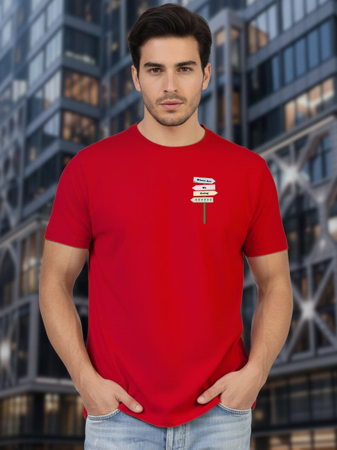 Greylongg Round Neck Love Hurt  Design Printed T-Shirt.