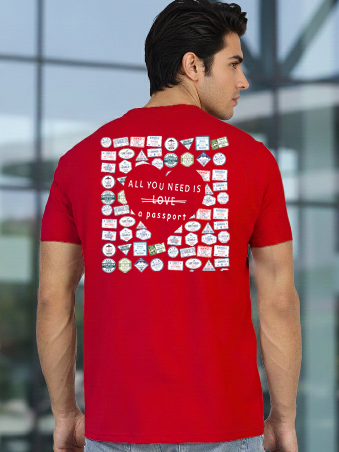 Greylongg Round Neck Love Hurt  Design Printed T-Shirt.