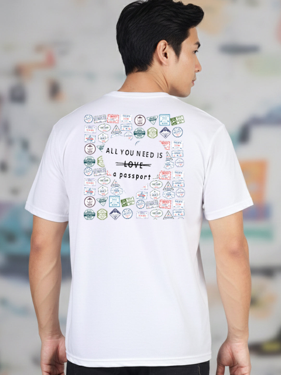Greylongg Round Neck Love Hurt  Design Printed T-Shirt.