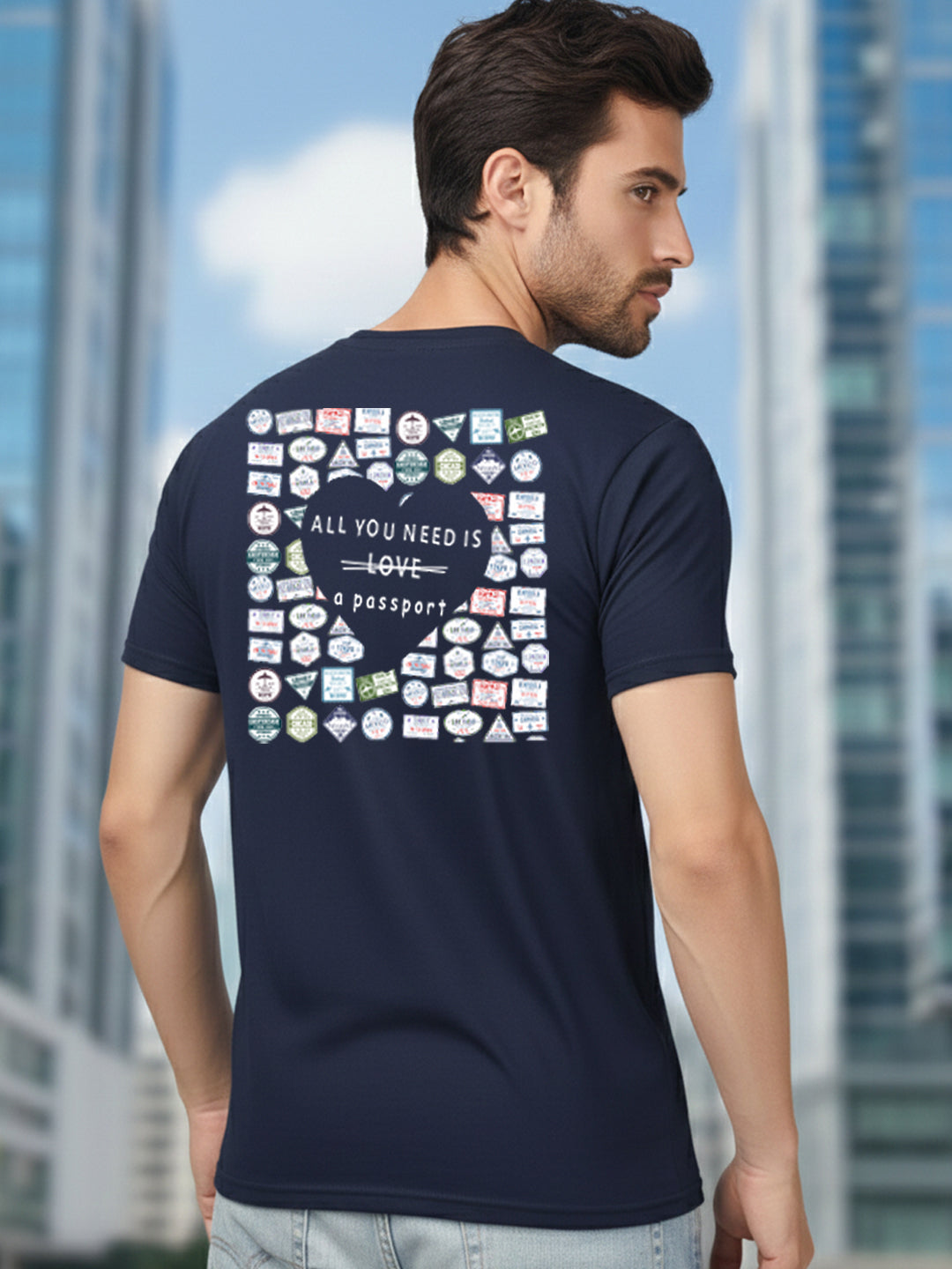 Greylongg Round Neck Love Hurt  Design Printed T-Shirt.