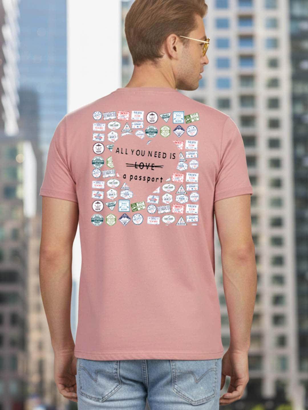 Greylongg Round Neck Love Hurt  Design Printed T-Shirt.