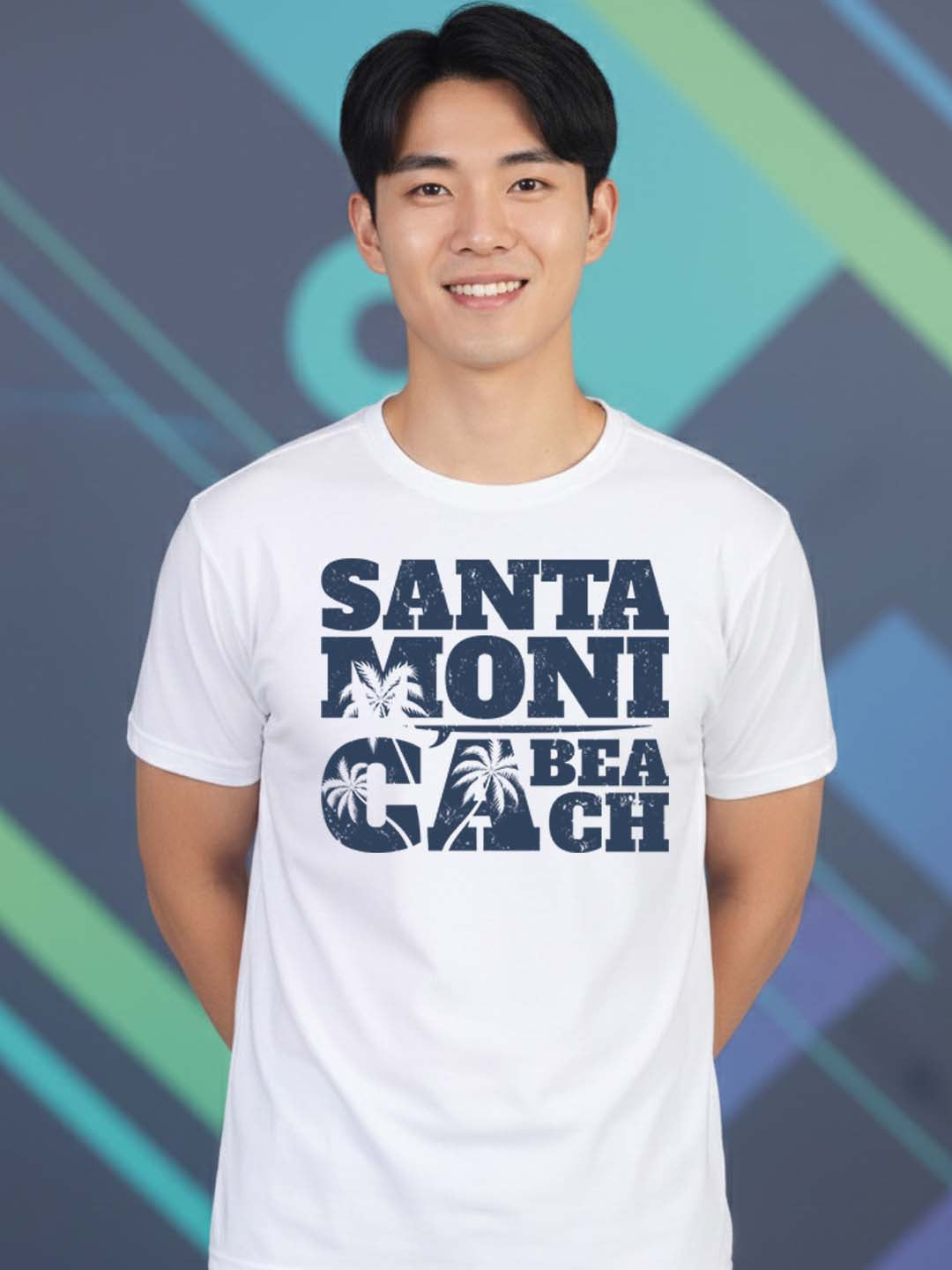 Greylongg Round Neck Santa Moni Cabeach Design Printed T-Shirt.