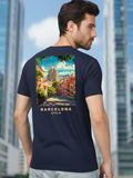 Greylongg Round Neck Barcelona spain Design Printed T-Shirt.