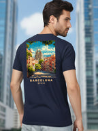 Greylongg Round Neck Barcelona spain Design Printed T-Shirt.