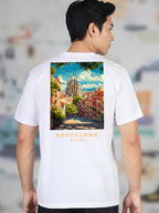 Greylongg Round Neck Barcelona spain Design Printed T-Shirt.