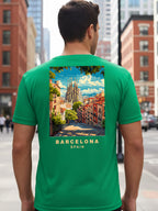 Greylongg Round Neck Barcelona spain Design Printed T-Shirt.