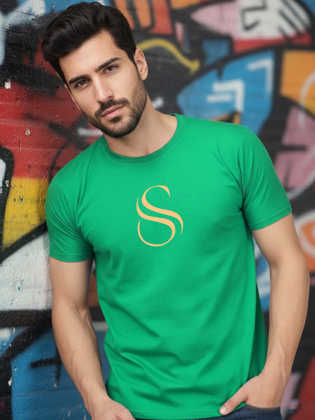 Greylongg Round Neck Barcelona spain Design Printed T-Shirt.