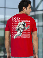 Greylongg Round Neck Nasa Design Printed T-Shirt.