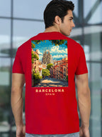 Greylongg Round Neck Barcelona spain Design Printed T-Shirt.