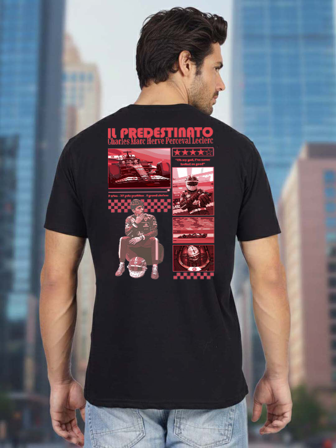 Greylongg Round Neck Ferrari Design Printed T-Shirt.
