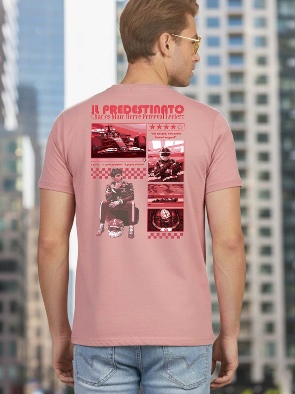 Greylongg Round Neck Ferrari Design Printed T-Shirt.
